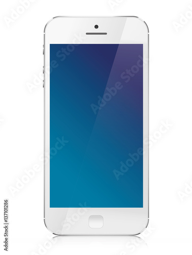 Smartphone  witn blank screen on white background