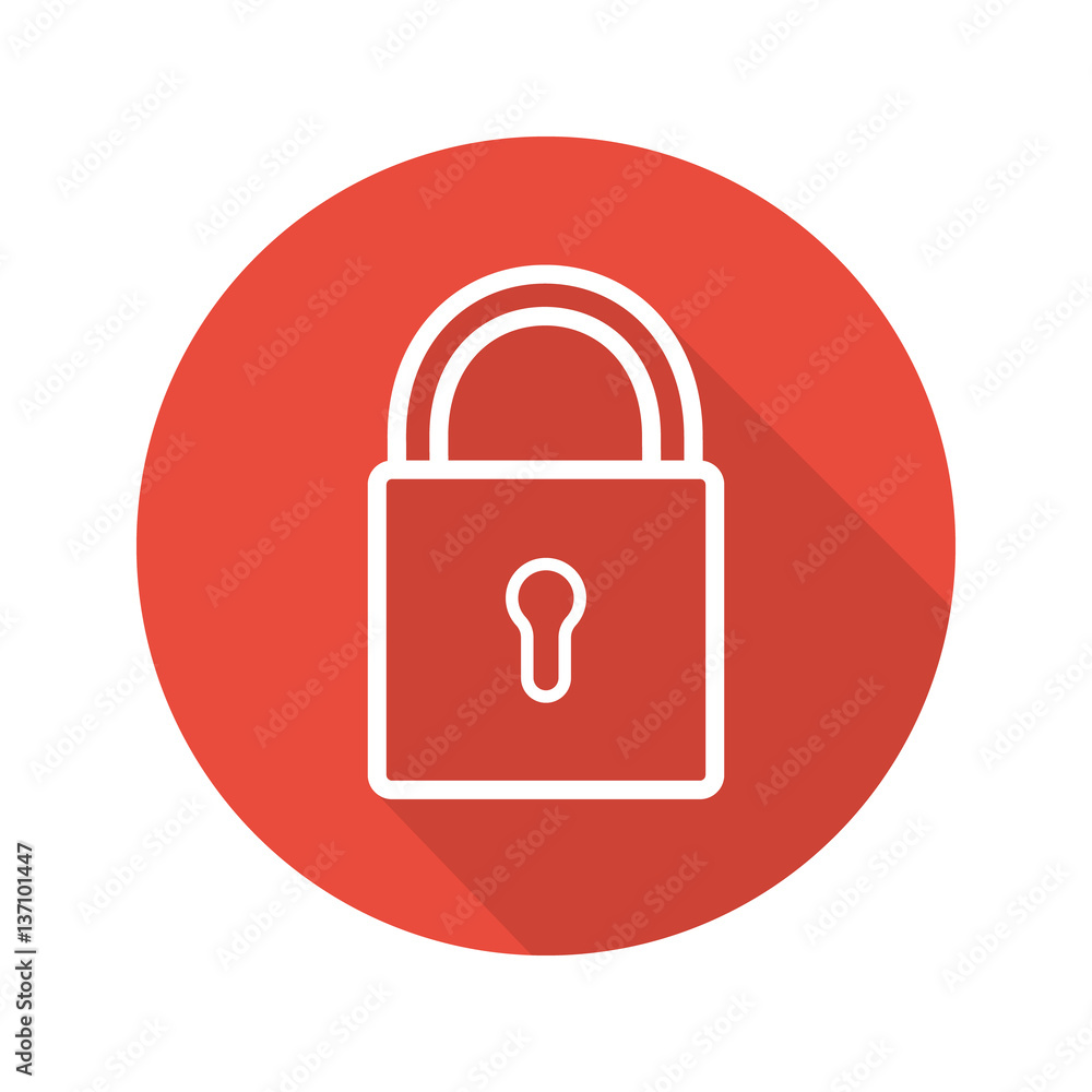 Lock flat linear long shadow icon Lock flat linear long shadow icon