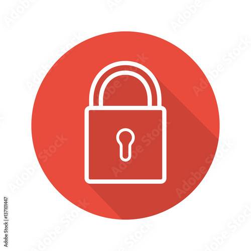 Lock flat linear long shadow icon