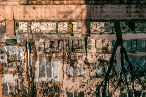 Beautiful city reflection in water Eskisehir city in Turkey