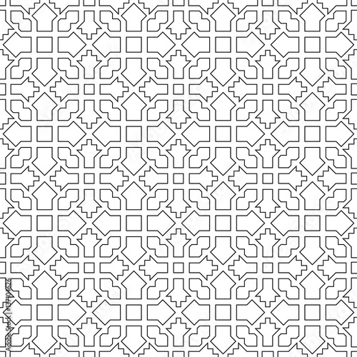 Abstract seamless geometric black & white line pattern