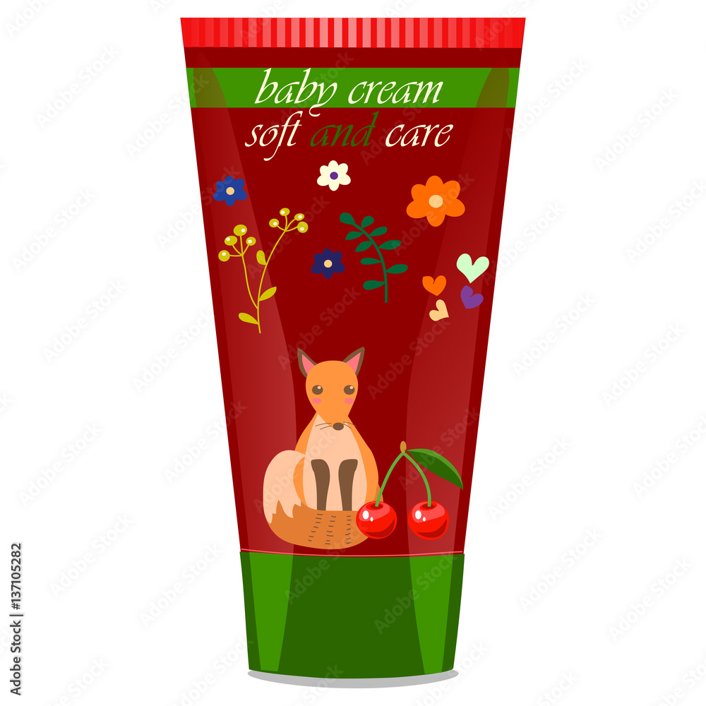 Fototapeta premium Baby cream tube with kids design