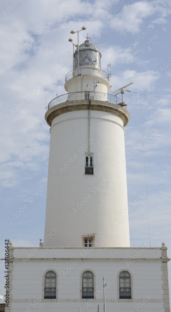 Lighthouse at Malaga port, Spain