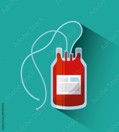 blood bag icon over turquoise background. donate blood concept. colorful design. vector illustration photo