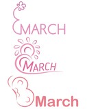 Collection of decorative labels to the International Women's Day, 8 March
