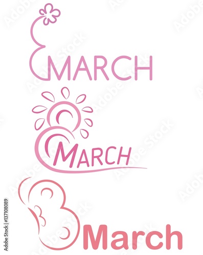 Collection of decorative labels to the International Women s Day  8 March