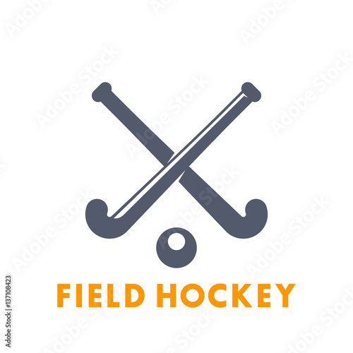 Field Hockey icon, logo elements isolated over white, vector illustration