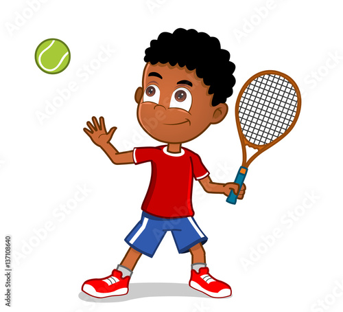Boy playing tennis