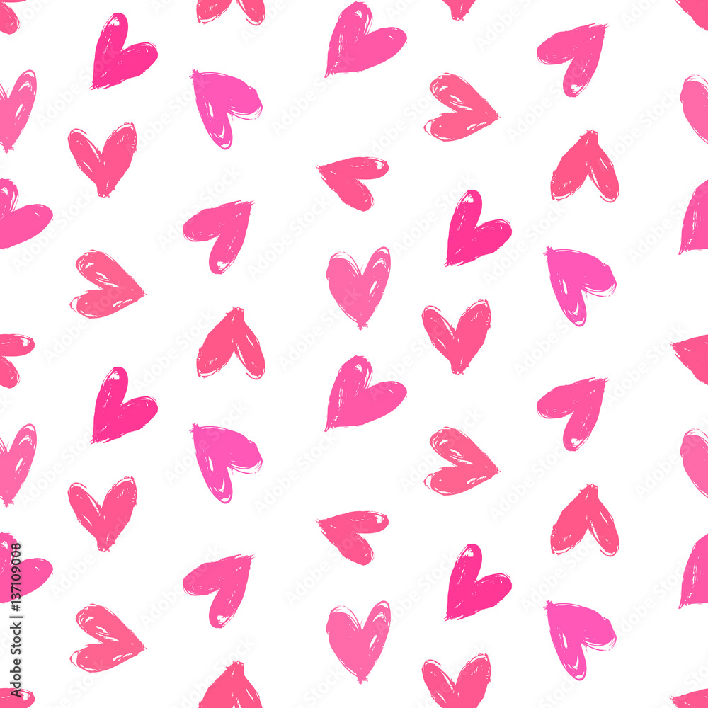 Velentine's day pattern with hand painted hearts. Velentine's day pattern with hand painted hearts.