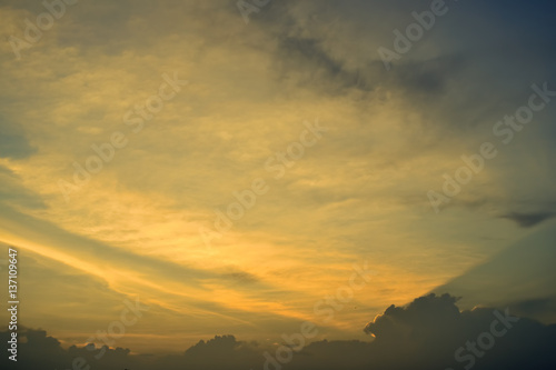 sky background with cloud in sunset time