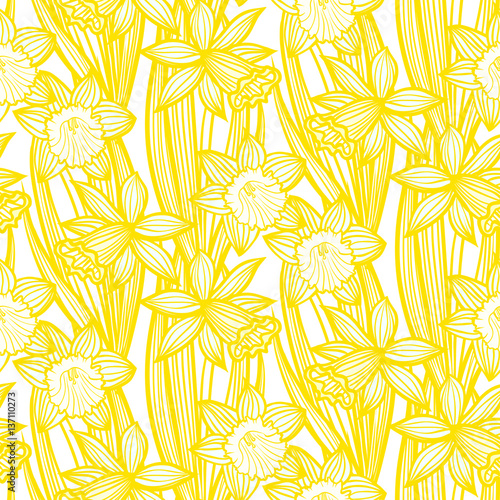 Vintage pattern with daffodils or narcissus.