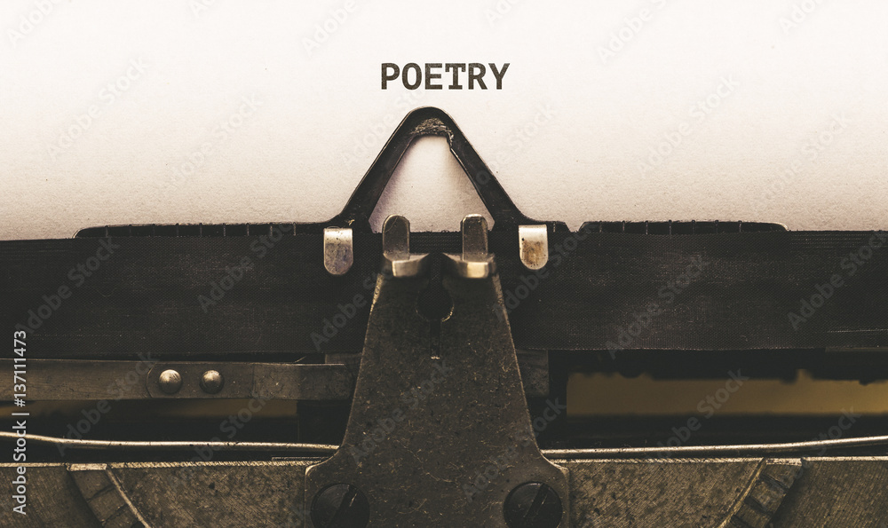 Poetry Text on paper in vintage type writer from 1920s