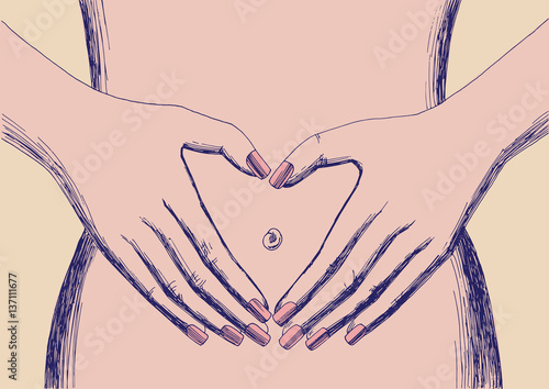 Heart symbol on belly
