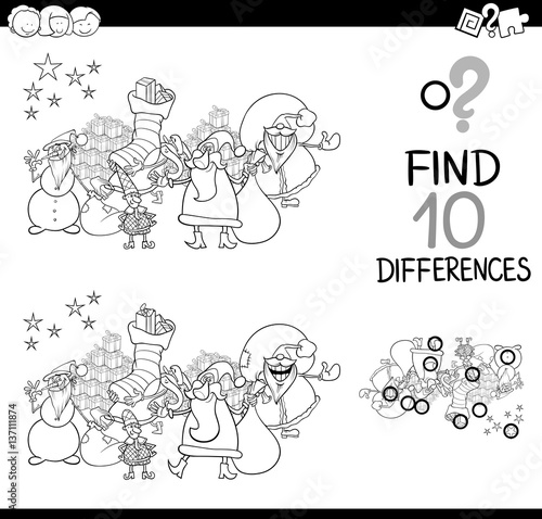 difference game with santa for coloring