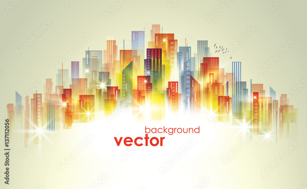 Colorful City skyline, vector illustration