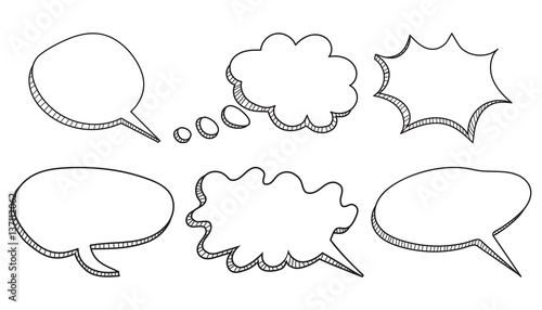 Speech bubbles icon set. Hand drawn vector illustration on white background.