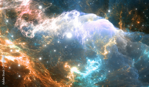 Photo Glowing Space Nebula. Detail