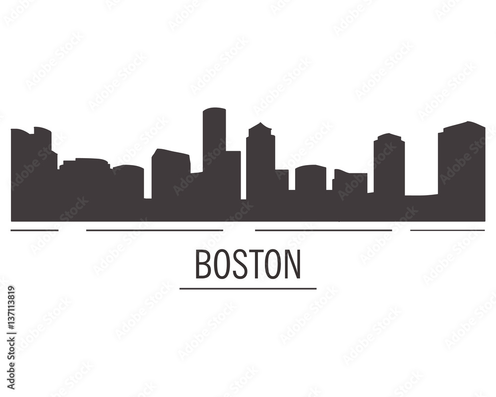 The city landscape silhouette Boston