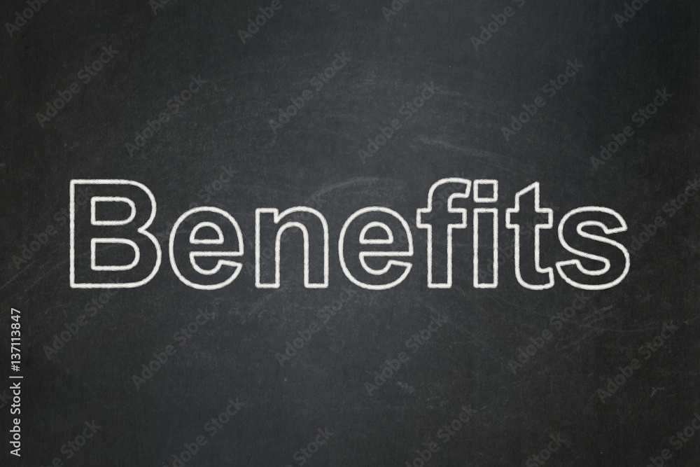 Finance concept: Benefits on chalkboard background Finance concept: Benefits on chalkboard background