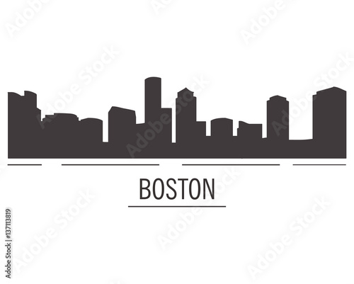 The city landscape silhouette Boston