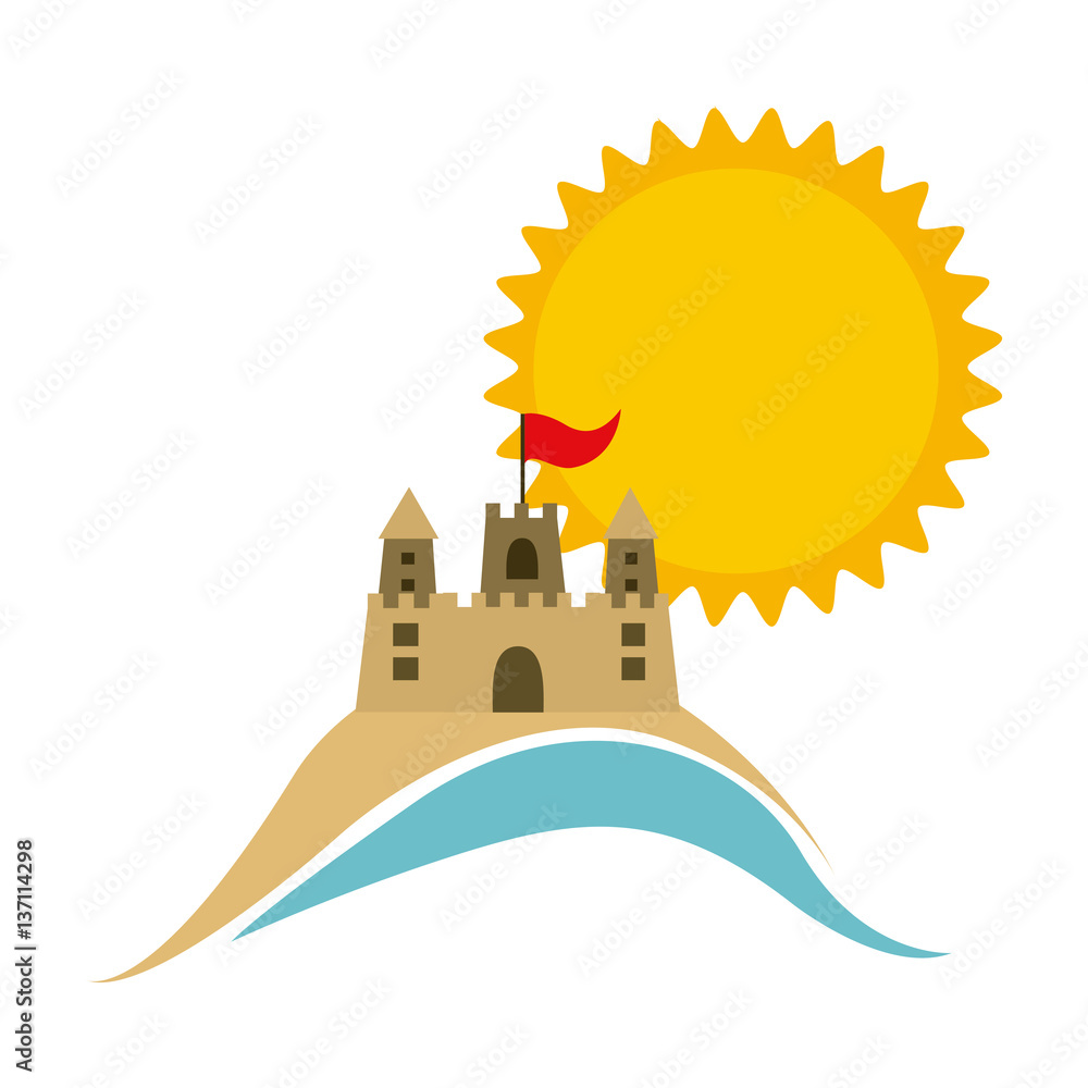 symbol beach with castle icon image, vector illustration