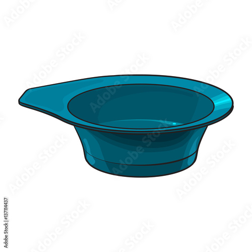 Color mixing plastic hairdresser bowl, sketch style vector illustration isolated on white background. Hairdresser bowl for color mixing, hair bleaching
