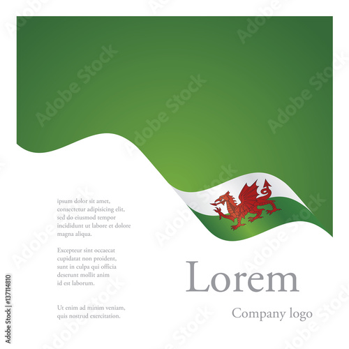 New brochure abstract design modular single pattern of wavy flag ribbon of Wales