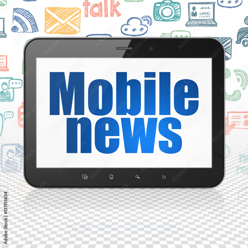 News concept: Tablet Computer with Mobile News on display News concept: Tablet Computer with Mobile News on display