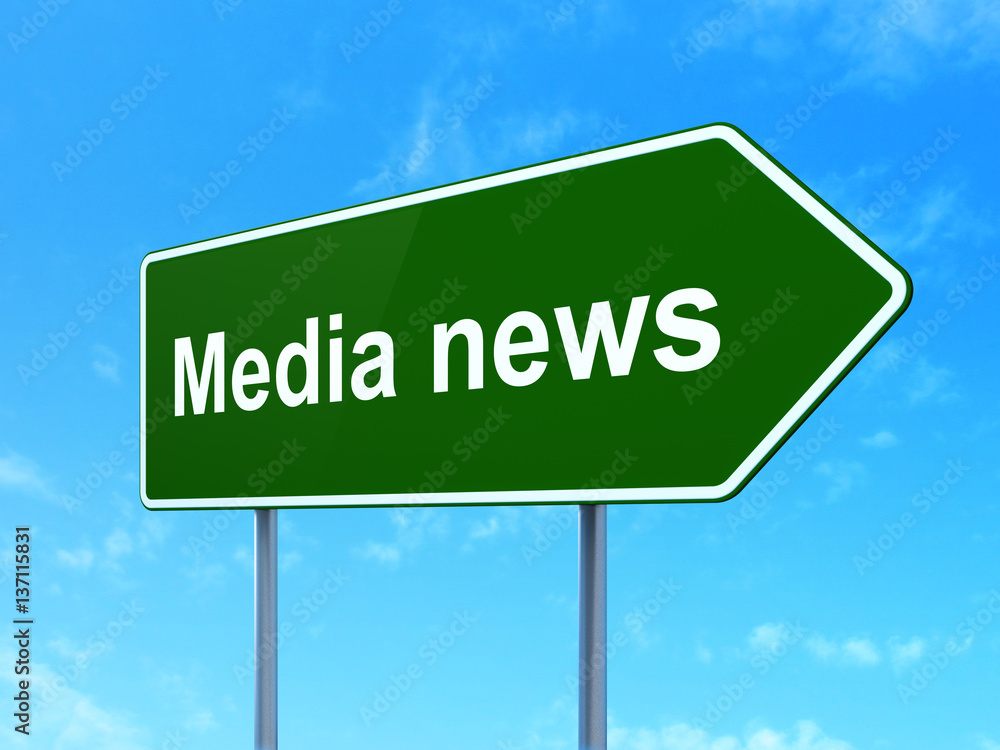 News concept: Media News on road sign background News concept: Media News on road sign background