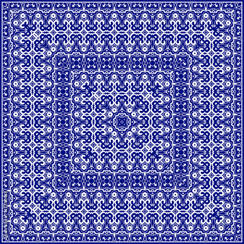 Blue handkerchief with white ornament