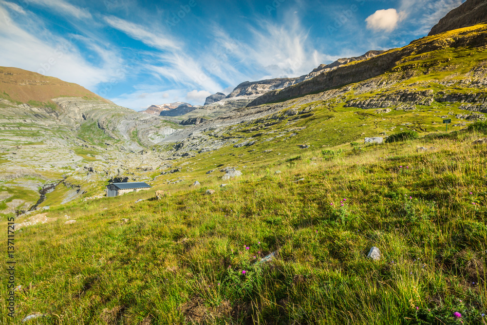 Naklejka premium View of Ordesa valley and Monte Perdido massif, Pyrenees, Spain.