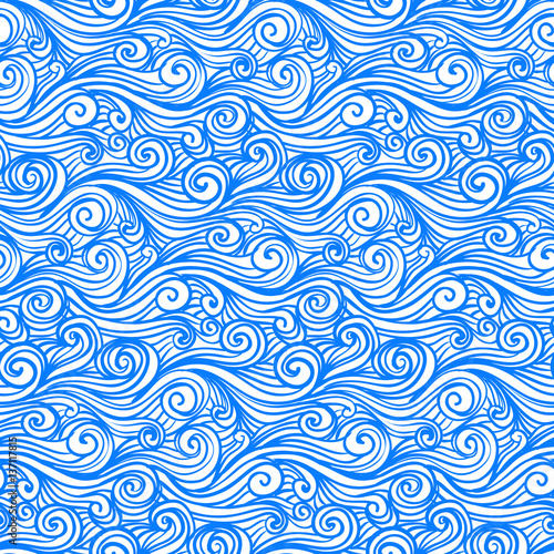 Simple, elegant linear pattern in deep blue.