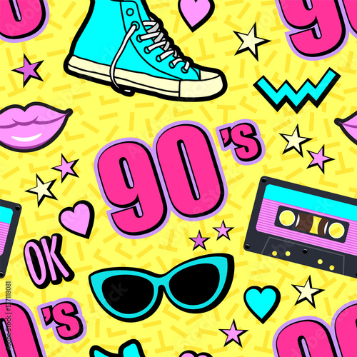 Vector neon pop background 80s  90s