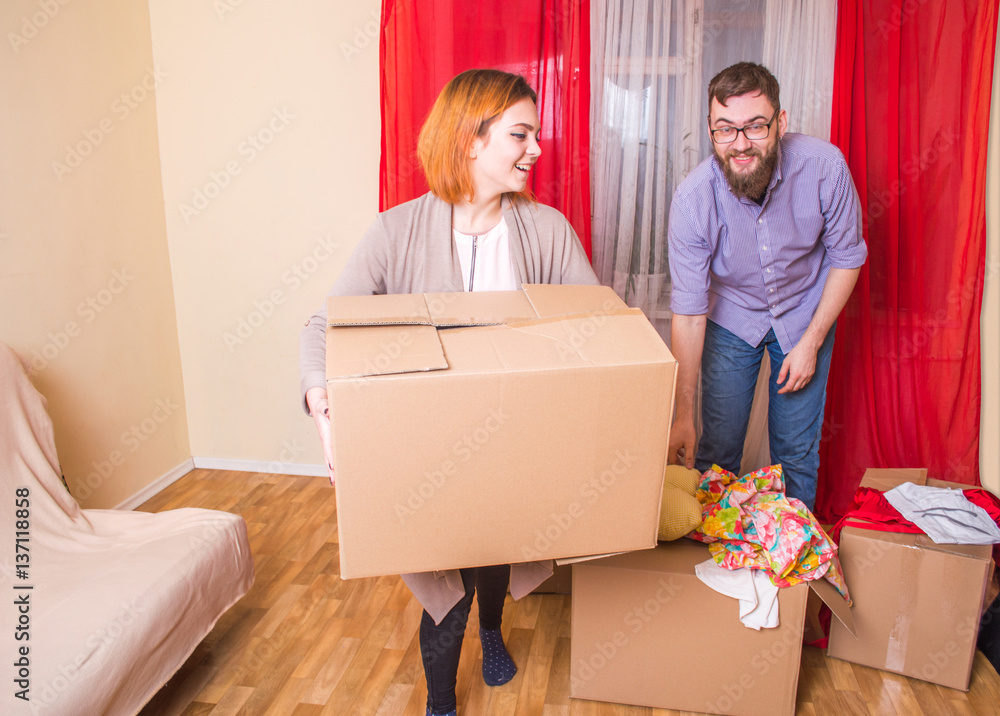 Family moving into a new apartment Family moving into a new apartment
