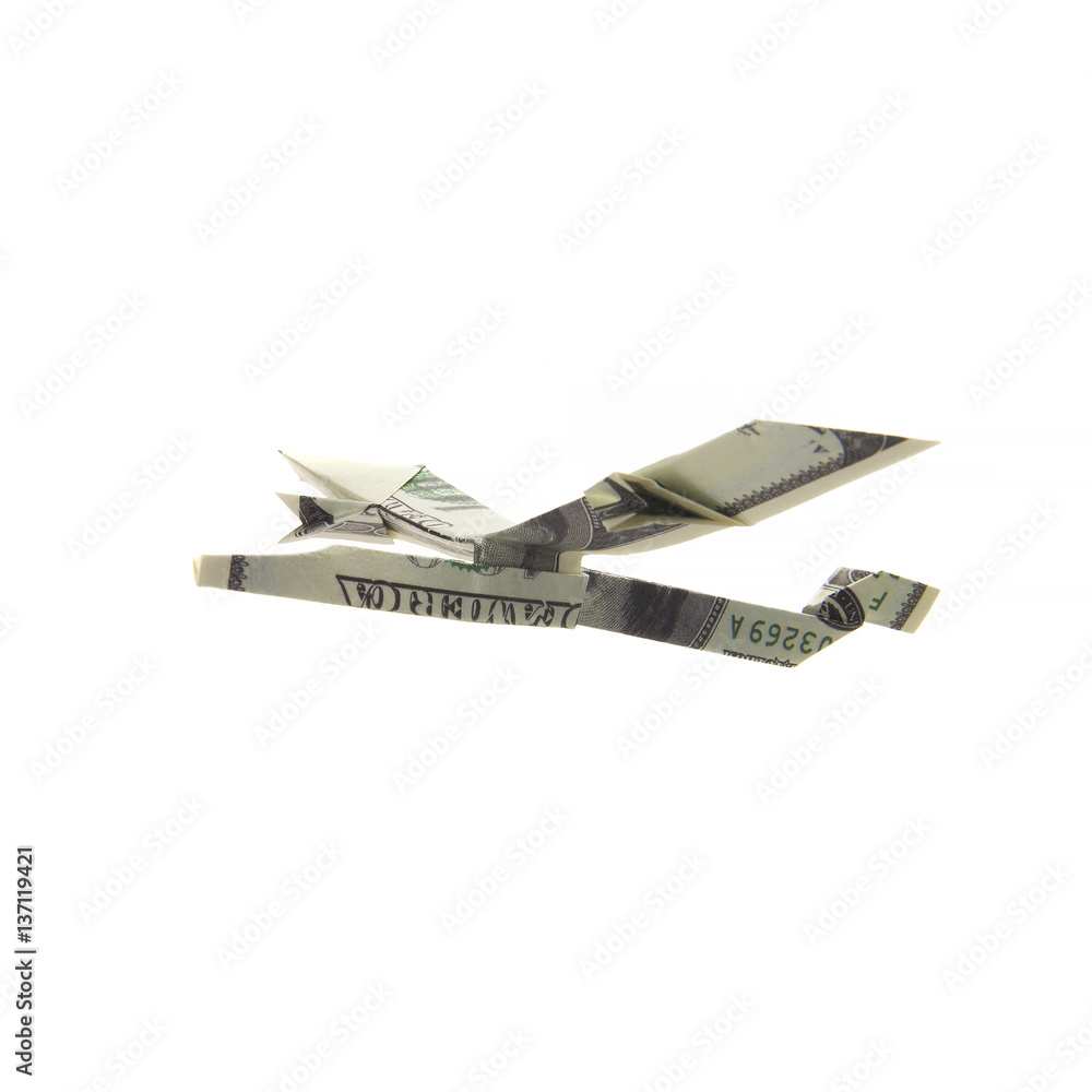 origami airplane from banknotes
