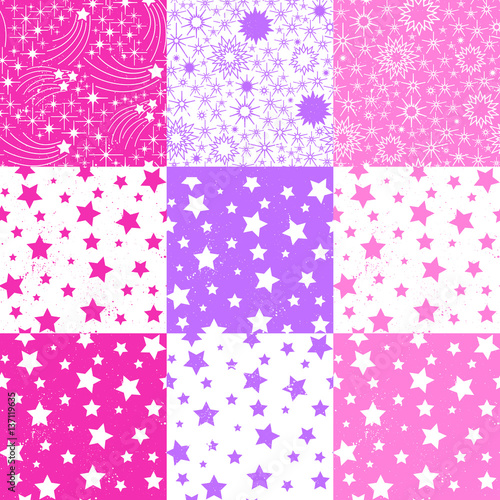 Seamless pattern with stars. Vector cartoon kids background.