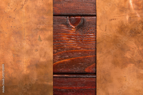 Fotografía Vintage copper and wooden background