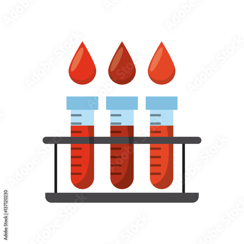 blood drops and medical tubes with blood over white background. donation blood concept. colorful design. vector illustration