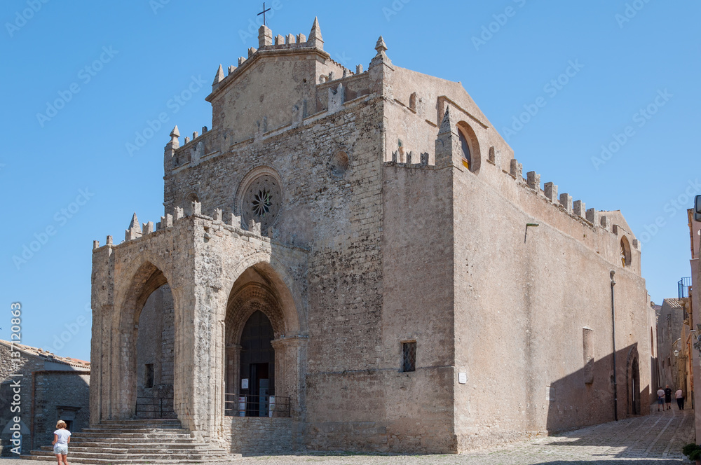 View of the Main Cathedral of Erice, province of Trapani. Sicily, Italy