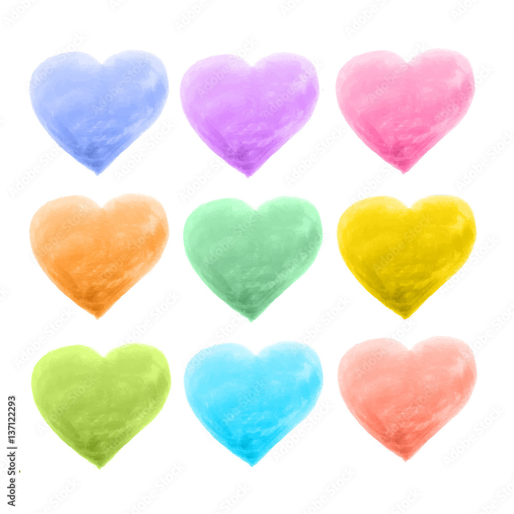set of hearts different color