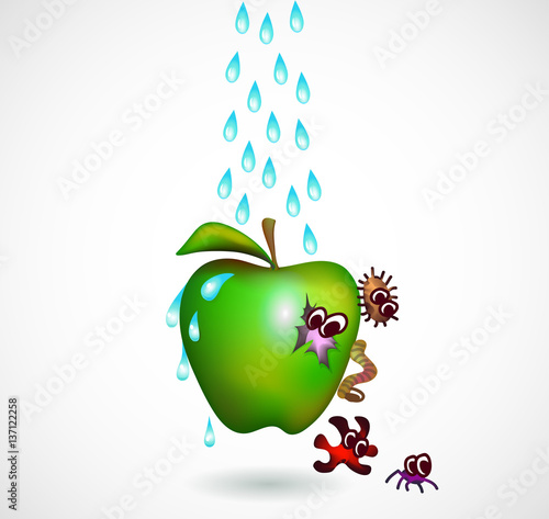 Washing an apple