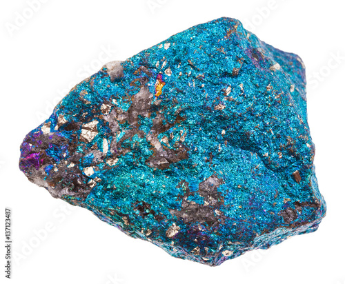 raw blue Chalcopyrite stone isolated