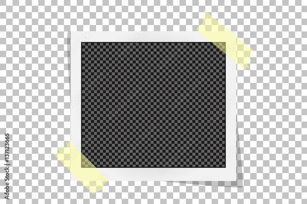 Square frame template on sticky tape with shadows isolated on ...
