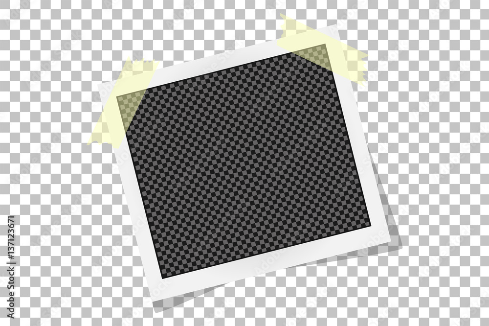 Square frame template on sticky tape with shadows isolated on transparent background. Vector illustration Square frame template on sticky tape with shadows isolated on transparent background. Vector illustration