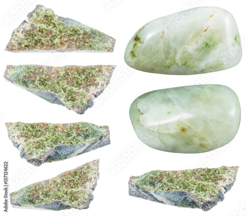 collection of tumbled and cristalline vesuvianite photo