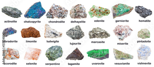 collection of various minerals with names