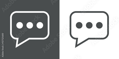 Icono plano silueta comentario cuadrado gris y blanco