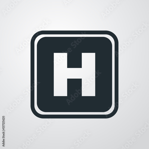 Icono plano simbolo hospital en fondo degradado
