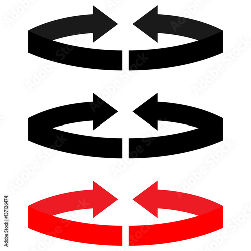 Black and red arrows with parts circles double direction.