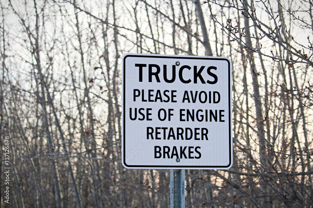 Trucks Avoid Retard Brakes Sign